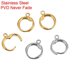 10pcs PVD Never Fade Stainless Steel Earrings Hooks With Loop 12mm Hypoallergenic Earring Clasps Making For Jewelry Accesorios - DigiTech ecom Store
