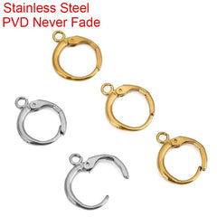10pcs PVD Never Fade Stainless Steel Earrings Hooks With Loop 12mm Hypoallergenic Earring Clasps Making For Jewelry Accesorios - DigiTech ecom Store