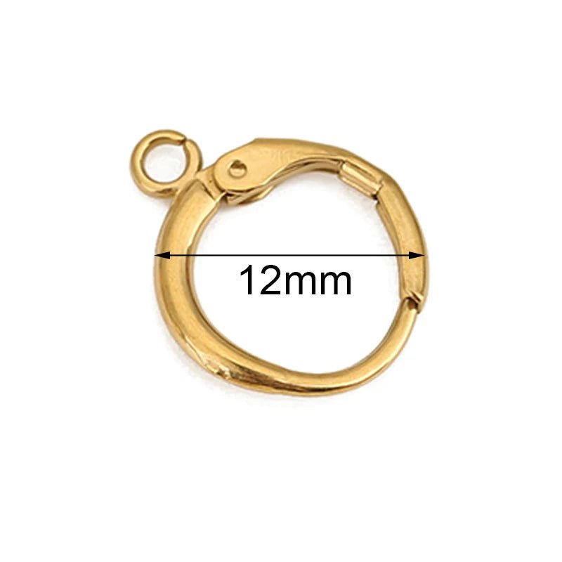 10pcs PVD Never Fade Stainless Steel Earrings Hooks With Loop 12mm Hypoallergenic Earring Clasps Making For Jewelry Accesorios - DigiTech ecom Store