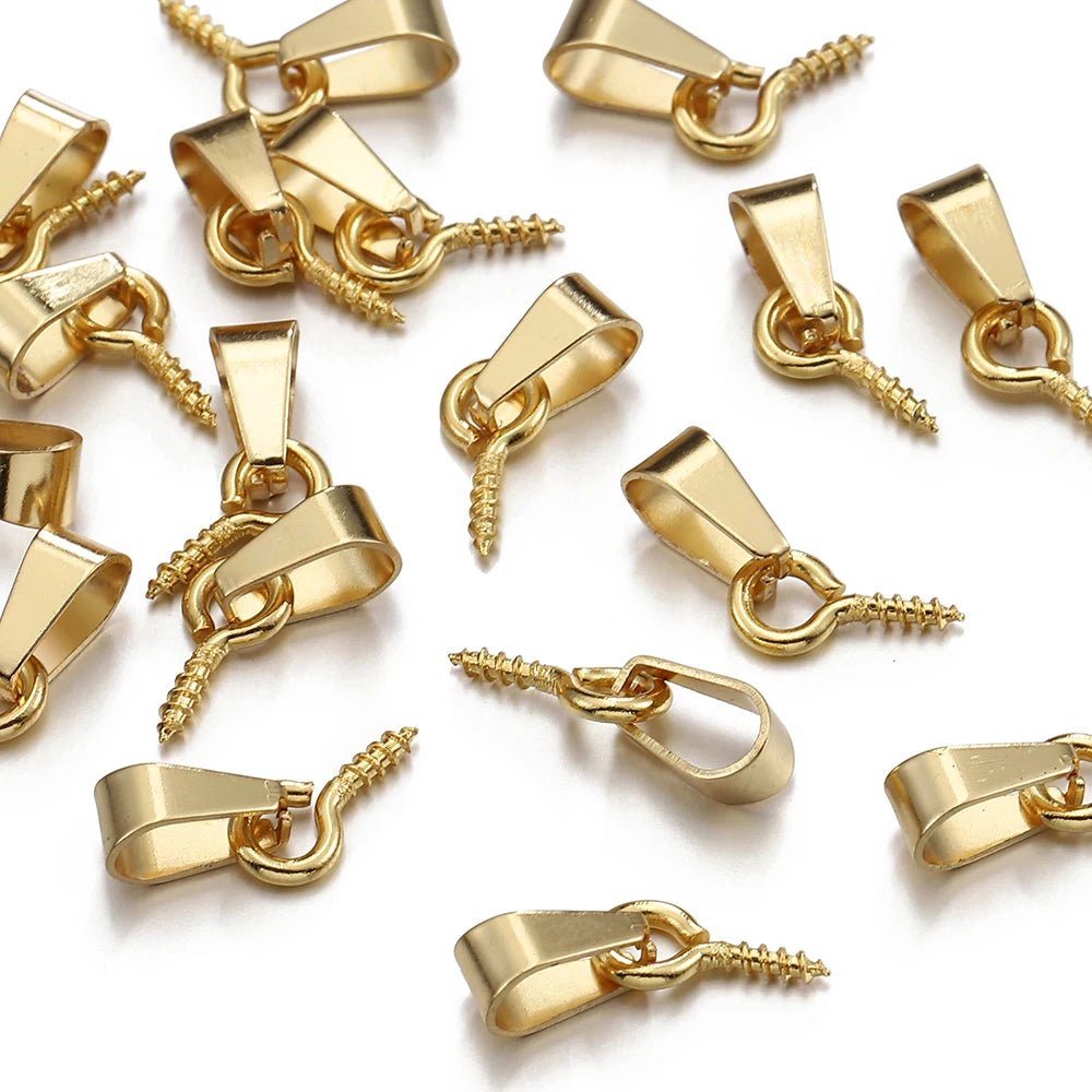 20pcs Stainless Steel Screw Eye Pins Bail Top Drilled Beads End Pendant Connectors for Jewelry Making DIY - DigiTech ecom Store