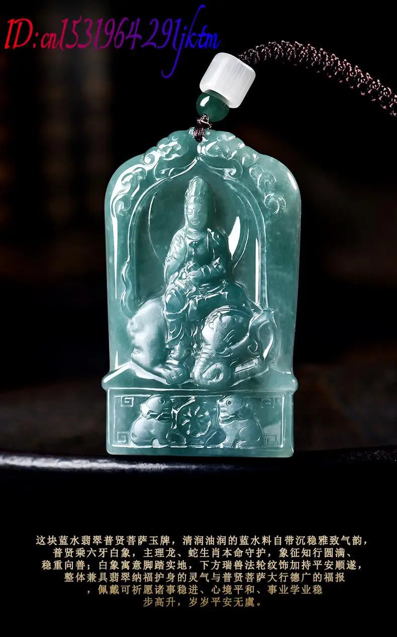 Natural Burmese Jadeite Guanyin Pendant Necklace