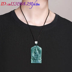 Natural Burmese Jadeite Guanyin Pendant Necklace
