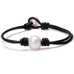 Aobei Freshwater Pearl Leather Bracelet