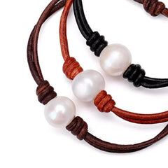Aobei Freshwater Pearl Leather Bracelet