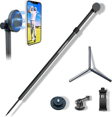 GREATYYT Carbon Fiber Selfie Monopod with Magnetic Golf Phone Holder Adjustable Height Tripod for Outdoor Swing & Recording