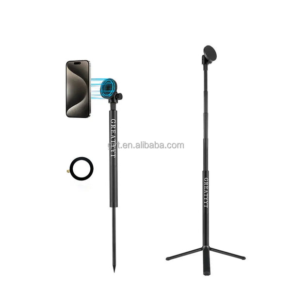 GREATYYT Carbon Fiber Selfie Monopod with Magnetic Golf Phone Holder Adjustable Height Tripod for Outdoor Swing & Recording