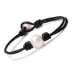Aobei Freshwater Pearl Leather Bracelet
