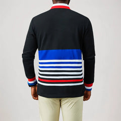 Classic New Men's Long Polo Shirts Striped Design Cotton Breathable Full Sleeve Casual Collar T Shirts for Men clothing - DigiTech ecom Store