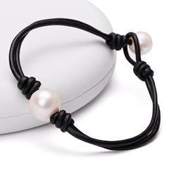 Aobei Freshwater Pearl Leather Bracelet