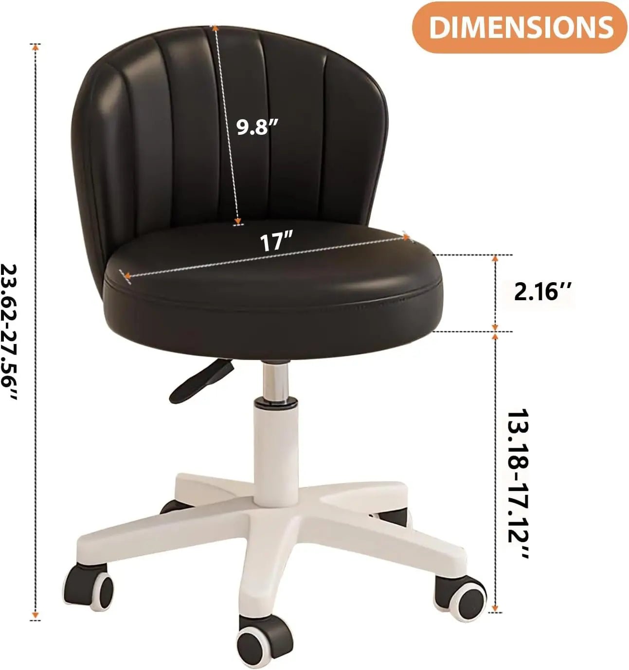Home Office Chair With Wheels Pu Leather Swivel Drafting Chair With Ba Rolling Round Desk Chair Height Adjustable Work Task - DigiTech ecom Store