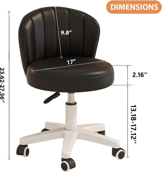 Home Office Chair With Wheels Pu Leather Swivel Drafting Chair With Ba Rolling Round Desk Chair Height Adjustable Work Task - DigiTech ecom Store