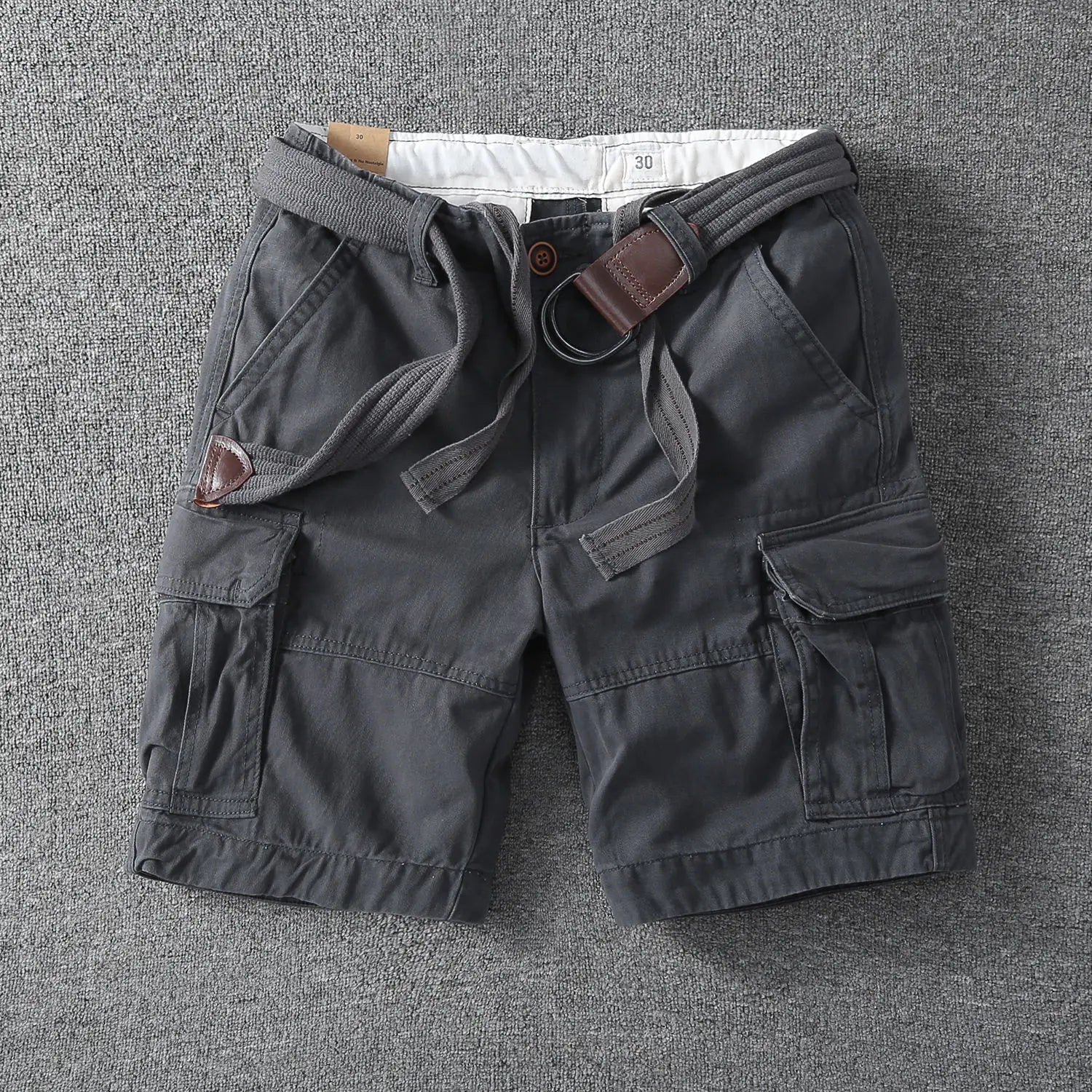 Male Short Pants with Pockets Solid Baggy Men's Cargo Shorts Vintage Y2k Nylon Streetwear Japanese Street Style Popular New In - DigiTech ecom Store
