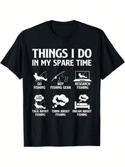 Men's "Things I Do In My Spare Time" Bass Fishing Graphic T-Shirt - 100% Cotton, Crew Neck, Short Sleeve, - DigiTech ecom Store