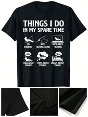 Men's "Things I Do In My Spare Time" Bass Fishing Graphic T-Shirt - 100% Cotton, Crew Neck, Short Sleeve, - DigiTech ecom Store
