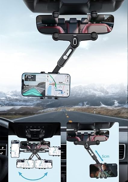 Phone Mount for Car, 2024 Upgraded Rear View Mirror Phone Holder, Universal Mount, Rotatable Phone Holder for Car Compatible - DigiTech ecom Store