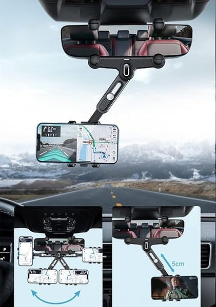 Phone Mount for Car, 2024 Upgraded Rear View Mirror Phone Holder, Universal Mount, Rotatable Phone Holder for Car Compatible - DigiTech ecom Store