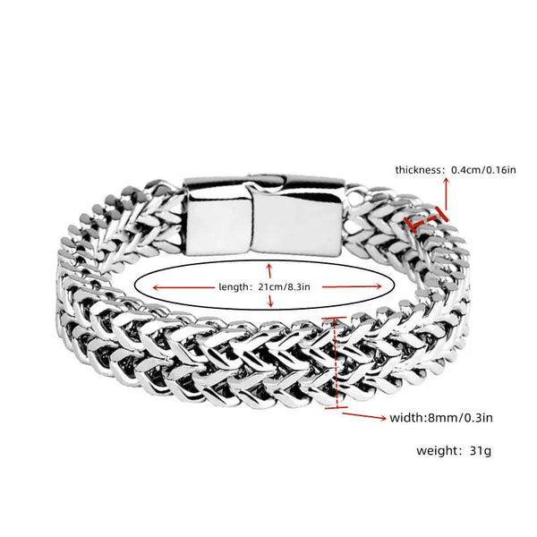 Stainless Steel Braided Double Row Front and Rear Fish Scale Alloy Magnetic Buckle Bracelet with Keel Jewelry New Model - DigiTech ecom Store