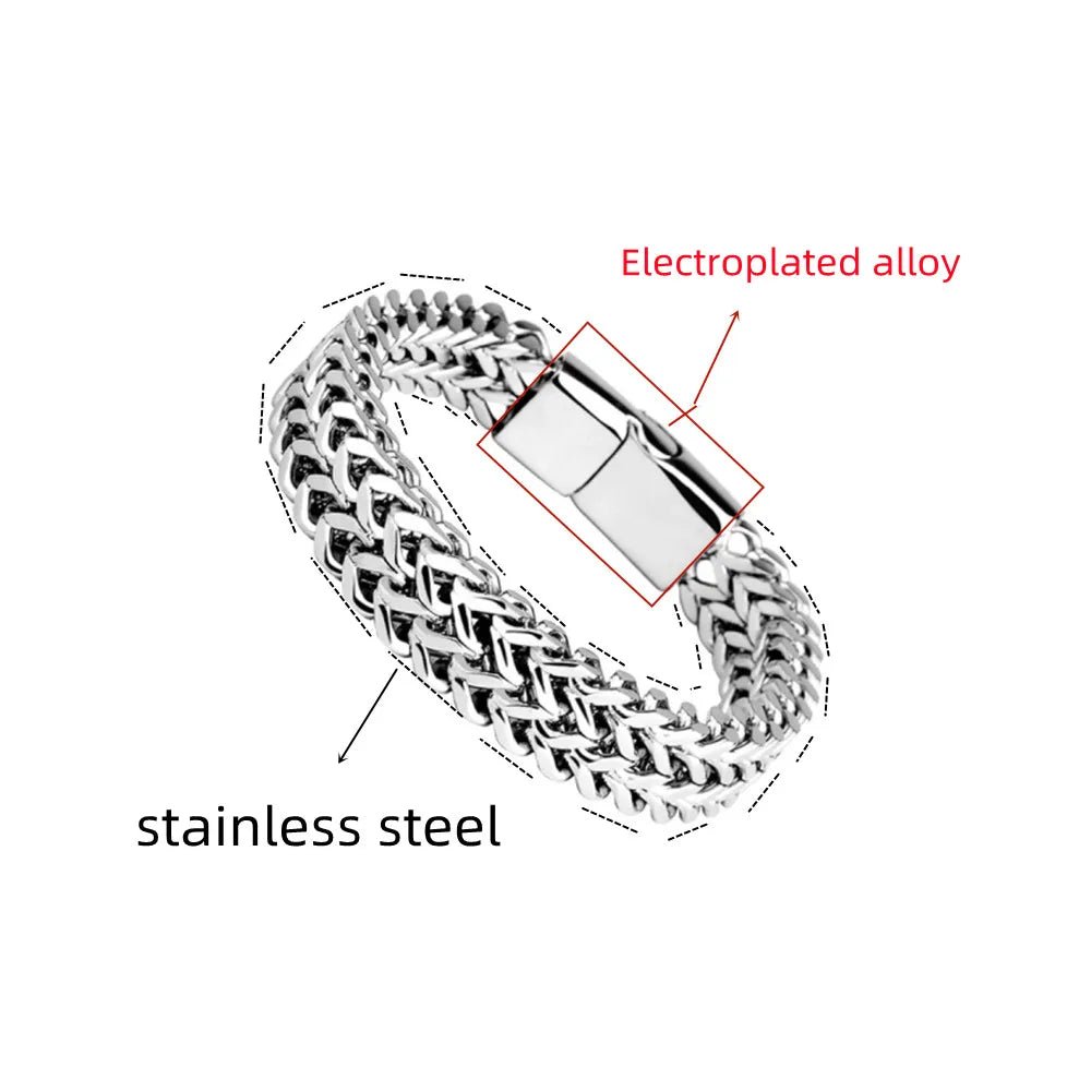 Stainless Steel Braided Double Row Front and Rear Fish Scale Alloy Magnetic Buckle Bracelet with Keel Jewelry New Model - DigiTech ecom Store