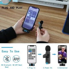 Wireless Lavalier Microphone Portable Audio Video Recording Mic For IPhone Android Mobile Phone Live Broadcast Game Microfonoe - DigiTech ecom Store